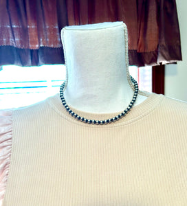 6mm 14 inch Sterling Silver Pearl Necklace