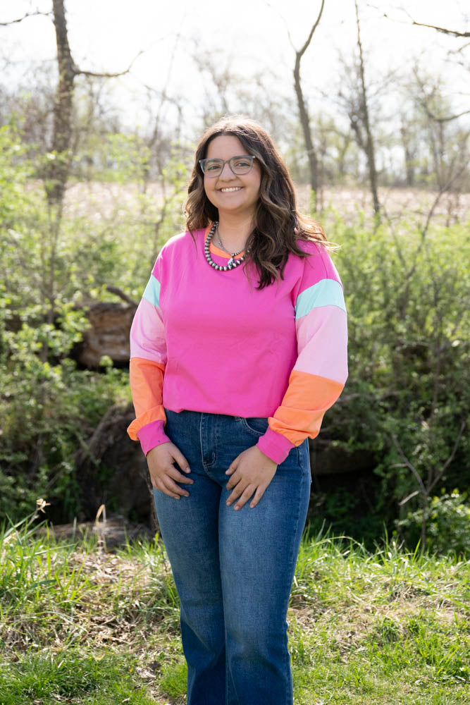 Pink Colorblock Long Sleeve